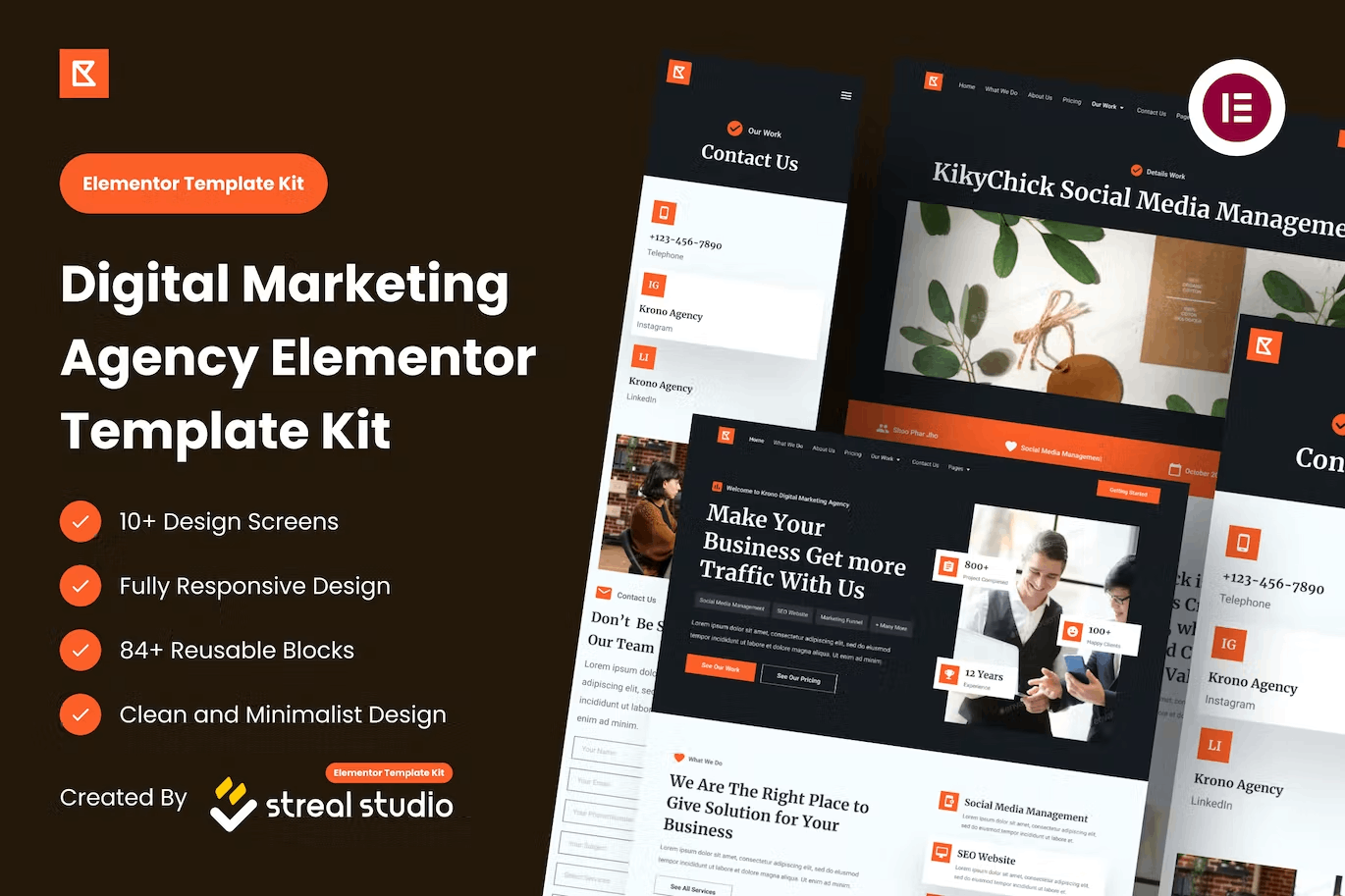 Krono – Marketing Agency Elementor Template Kit