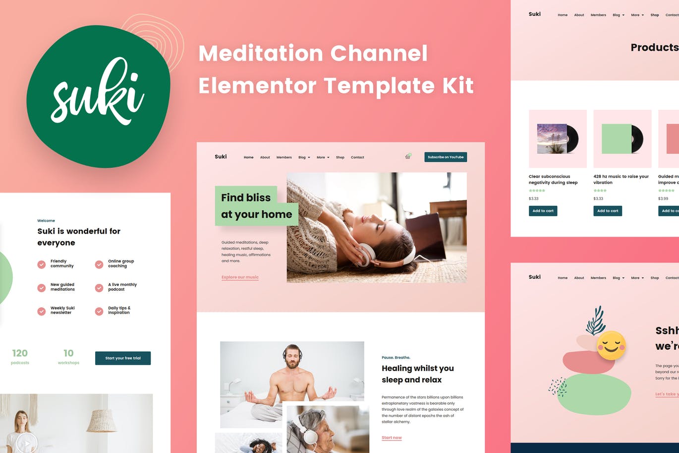 Suki – Meditation Channel Elementor Template Kit