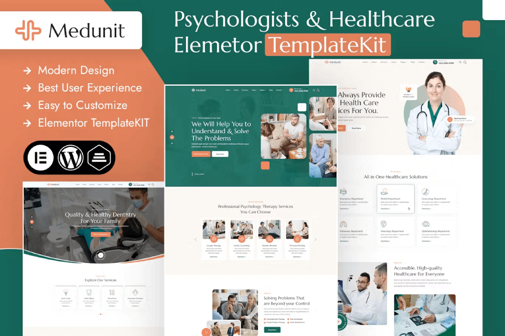 Medunit – Psychologists & Health Care Elementor Template Kit