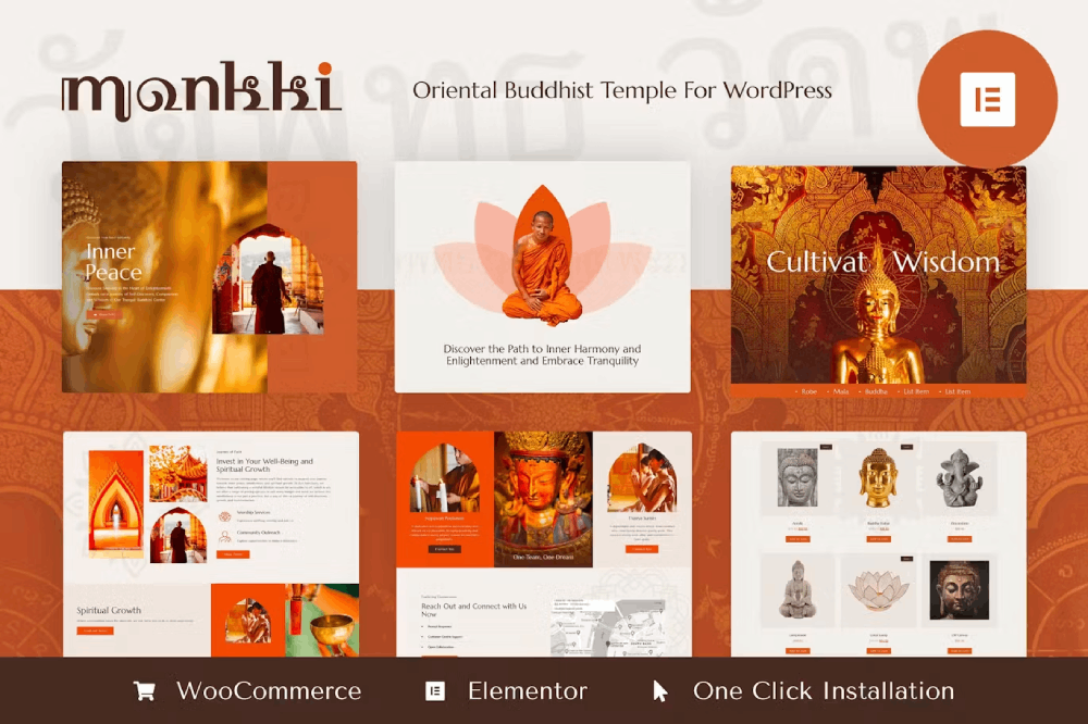 Monkki – Oriental Buddhist Temple Elementor Pro Template Kit