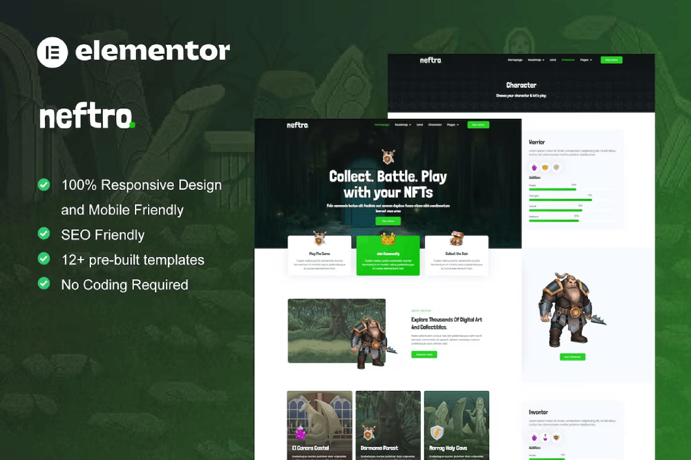Neftro – Game Nft Elementor Template Kit