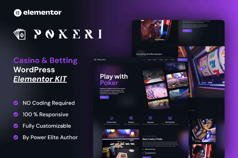 Pokeri – Casino & Betting Elementor Pro Template Kit Pokeri – Casino & Betting Elementor Pro Template Kit