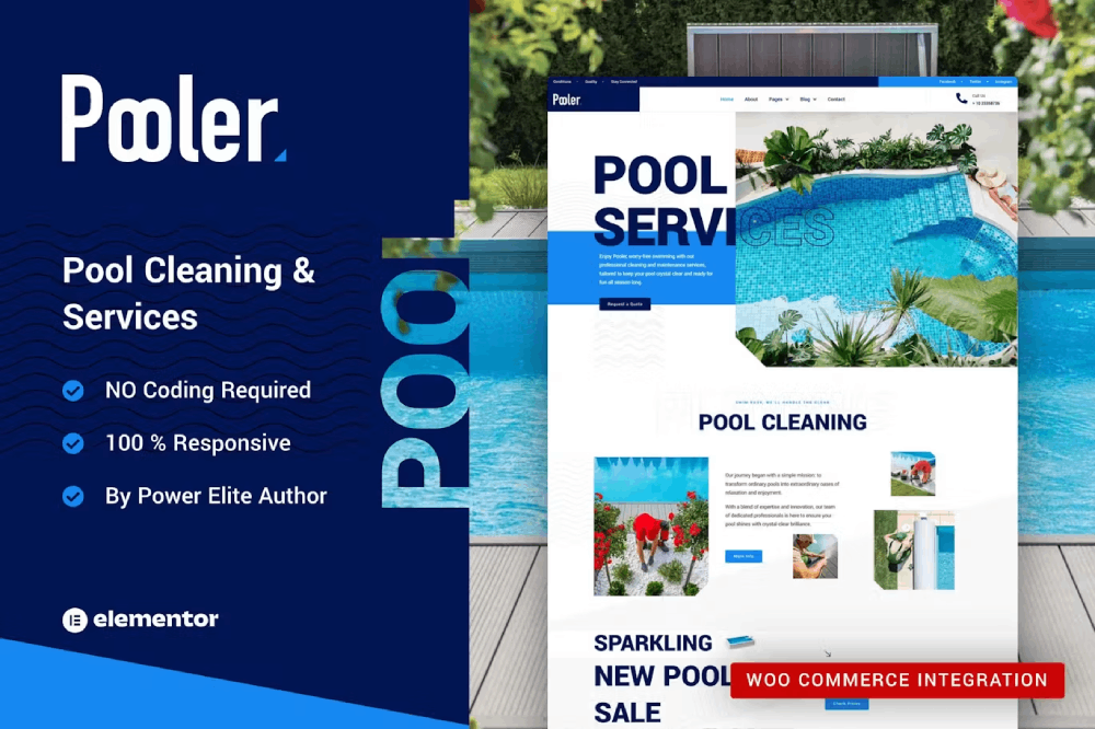 Pooler – Swimming Pool Cleaning Services Elementor Pro Template Kit