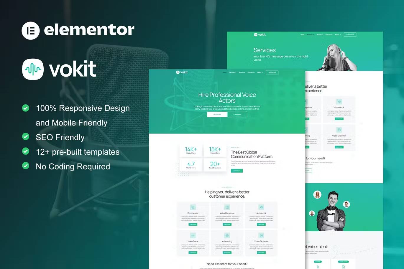 Vokit – Voice Over Services Elementor Template Kit