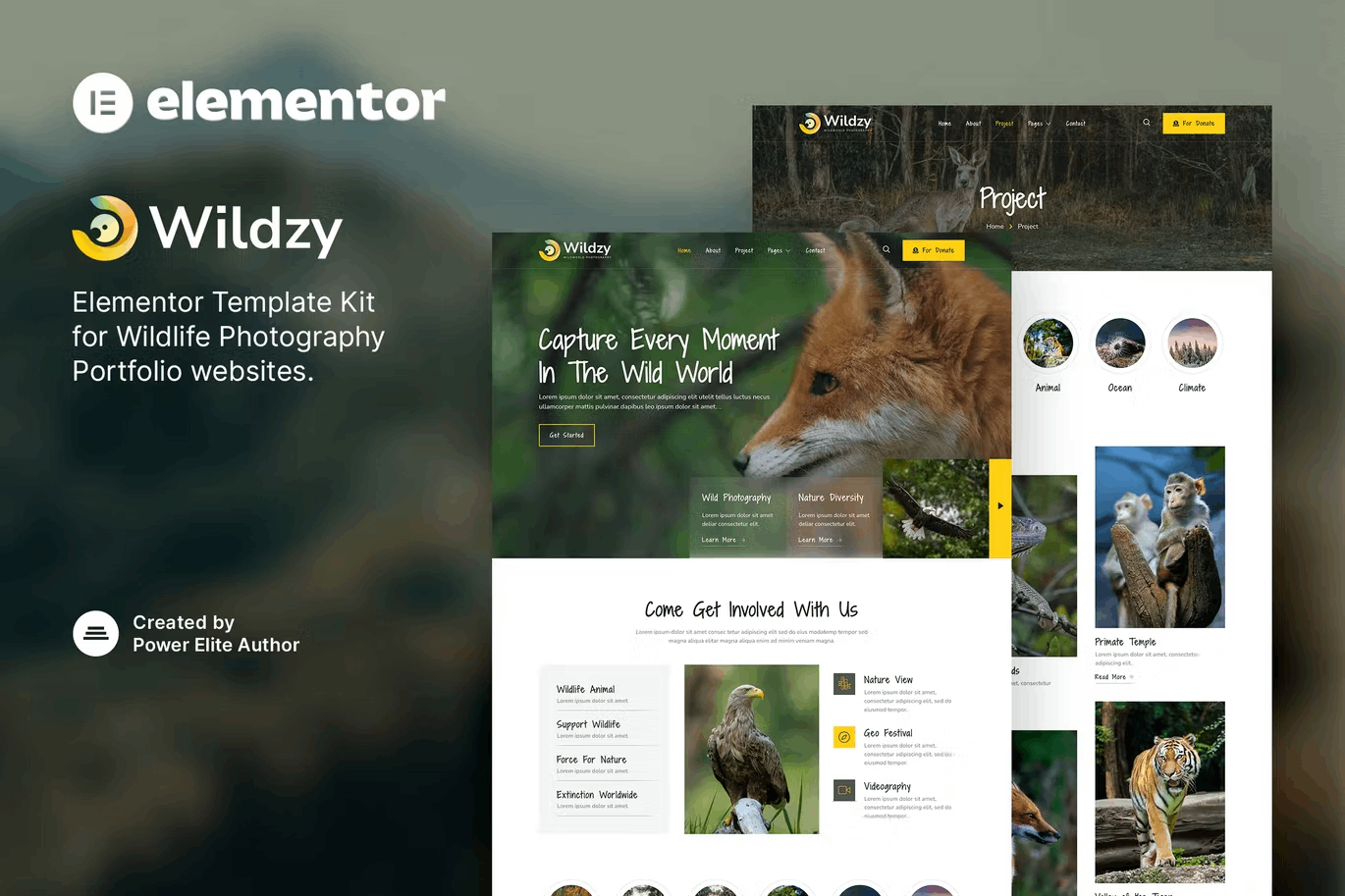 Wildzy – Wildlife Photography Elementor Template Kit