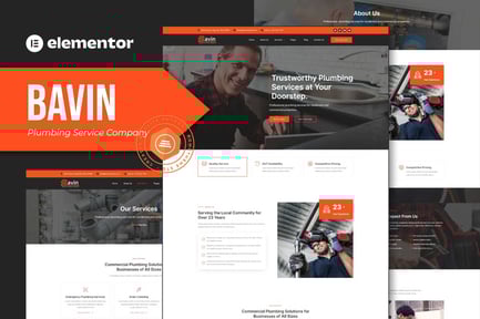 Bavin – Plumbing Service Company Elementor Template Kit