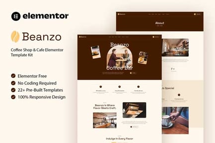 Beanzo – Coffee Shop & Cafe Elementor Template Kit