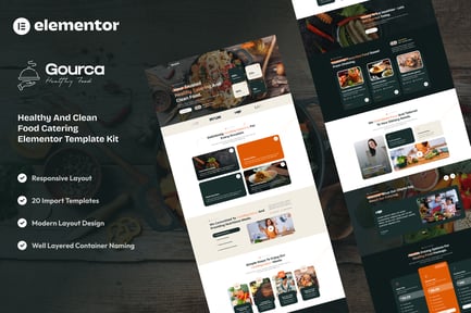 Gourca – Healthy & Clean Food Catering Elementor Template Kit