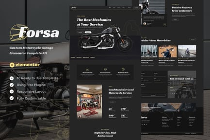 Forsa – Custom Motorcycle Garage Elementor Template Kit