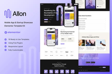 Allon – Mobile App & Startup Showcase Elementor Template Kit