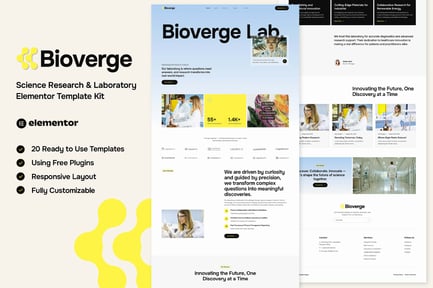 Bioverge – Science Research & Laboratory Elementor Template Kit