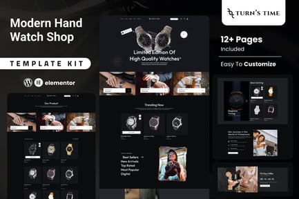 Turnstime – Modern Hand Watch Shop Ecommerce Elementor Pro Template Kit
