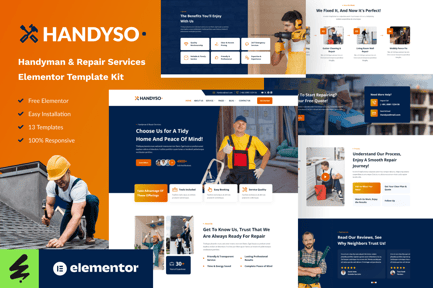 Handyso – Handyman & Repair Service Elementor Template Kit Handyso – Handyman & Repair Service Elementor Template Kit
