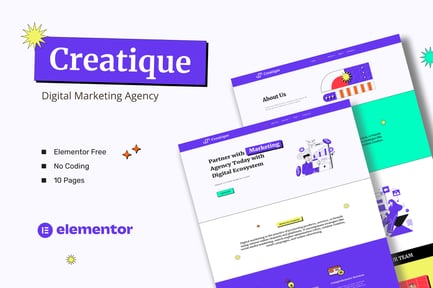 Creatique – Digital Marketing Agency Elementor Template Kit