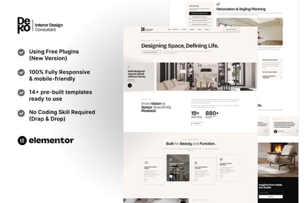 Deko – Interior Design Consultant Elementor Template Kit Deko – Interior Design Consultant Elementor Template Kit