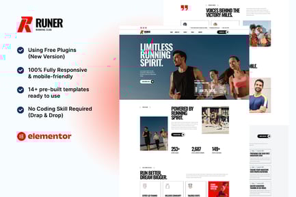 Runer – Running Club, Marathon & Sports Events Elementor Template Kit