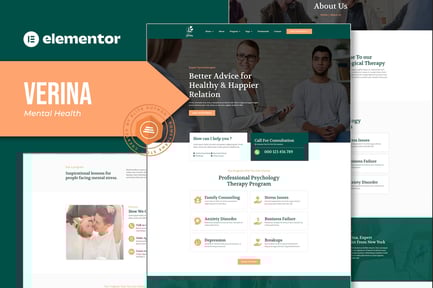 Verina – Mental Health Elementor Template Kit