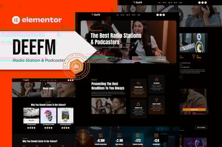 Deefm – Radio Station & Podcaster Elementor Pro Template Kit