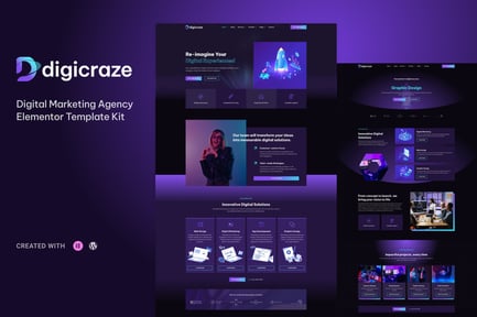 Digicraze – Digital Marketing Agency Elementor Pro Template Kit