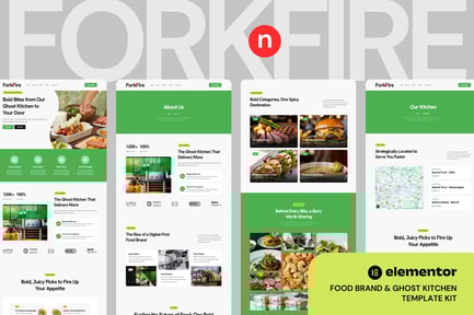 Forknfire – Food Brand & Ghost Kitchen Elementor Template Kit