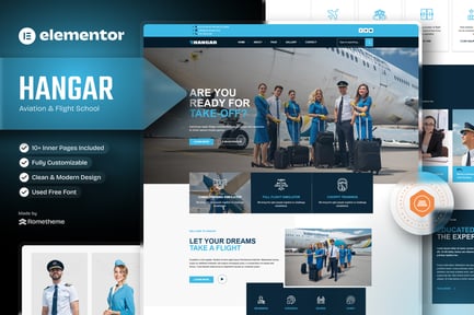 Hangar – Aviation & Flight School Elementor Template Kit