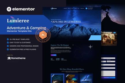 Lumieree – Adventure Travel & Night Camping Elementor Template Kit Lumieree – Adventure Travel & Night Camping Elementor Template Kit