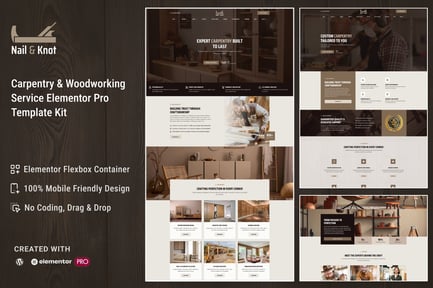 Nail&Knot – Carpentry & Woodworking Service Elementor Pro Template Kit