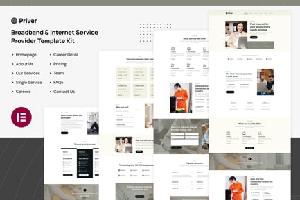 Priver – Broadband & Internet Service Provider Elementor Pro Template Kit