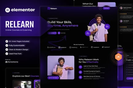 Relearn – Online Courses & E-Learning Elementor Template Kit