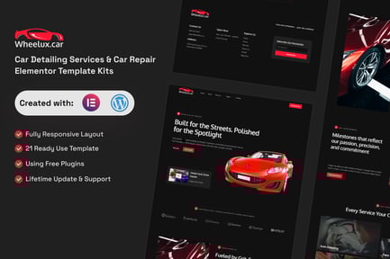 Wheelux – Car Detailing Services & Car Repair Elementor Template Kits