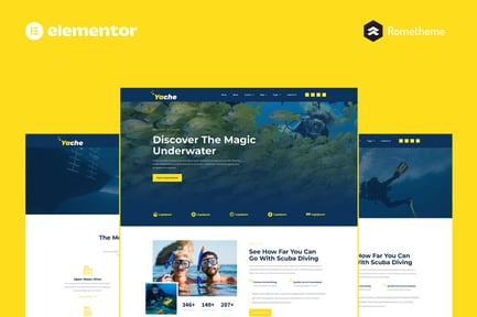 Yache – Scuba Diving Center Elementor Pro Full Site Template Kit
