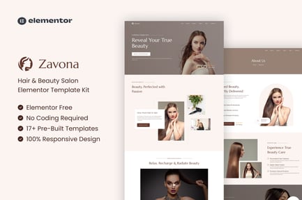 Zavona – Hair & Beauty Salon Elementor Template Kit