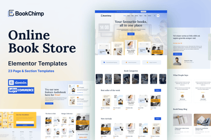 Bookchimp – Online Book Store Website Elementor Template Kit