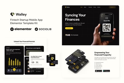 Walley – Fintech Startup Mobile App Elementor Template Kit Walley – Fintech Startup Mobile App Elementor Template Kit