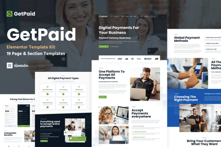 Getpaid – Payment Gateway & Fintech Service Wordpress Elementor Template Kit