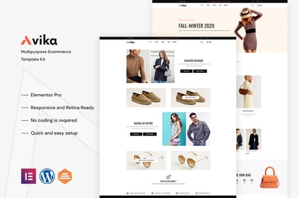 Avika – Multipurpose Ecommerce Elementor Pro Template Kit