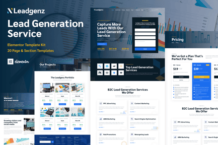 Leadgenz – Lead Generation & Sales Agency Elementor Pro Template Kit