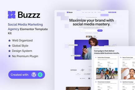 Buzzz – Social Media Marketing Agency Elementor Template Kit