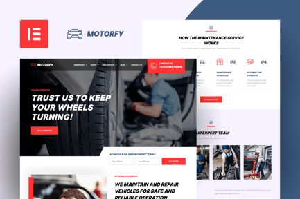 Motorfy – Car Service & Maintenance Elementor Pro Template Kit