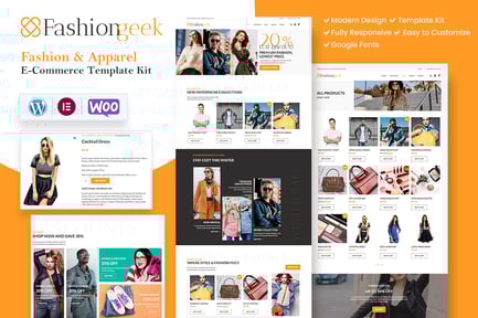 Fashion Geek – Woocommerce Fashion Elementor Pro Template Kit