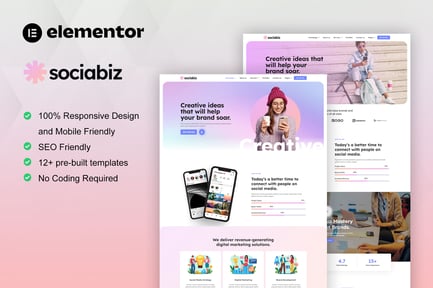 Sociabiz – Digital Marketing Agency Elementor Pro Template Kit