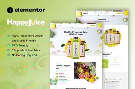 Happyjuice – Juice & Fresh Drink Elementor Pro Template Kit