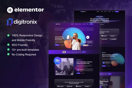 Digitronix – Dark Digital Agency Elementor Pro Template Kit