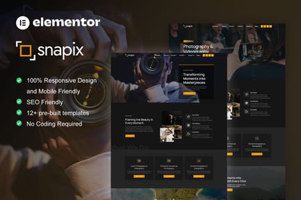 Snapix – Photography & Videography Services Elementor Template Kit Snapix – Photography & Videography Services Elementor Template Kit