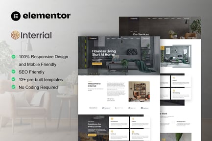 Interrial – Interior Design Service Elementor Template Kit