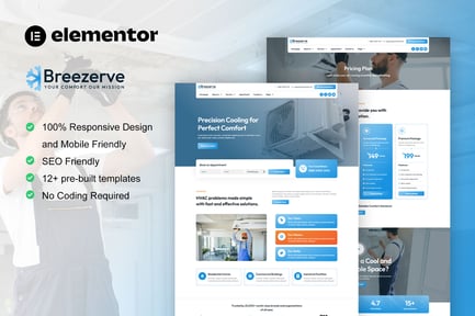 Breezerve – Air Conditioner & Hvac Repair Elementor Pro Template Kit