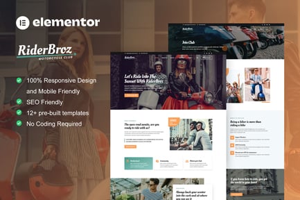 Riderbroz – Motorcycle Club Elementor Template Kit