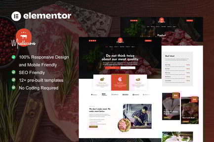 Meatlicious – Meat Shop & Butcher Elementor Template Kit