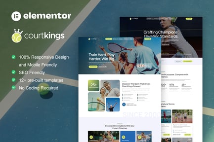 Courtkings – Tennis School & Sport Club Elementor Pro Template Kit