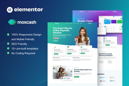 Moxcash – Online Payment Gateway Elementor Pro Template Kit